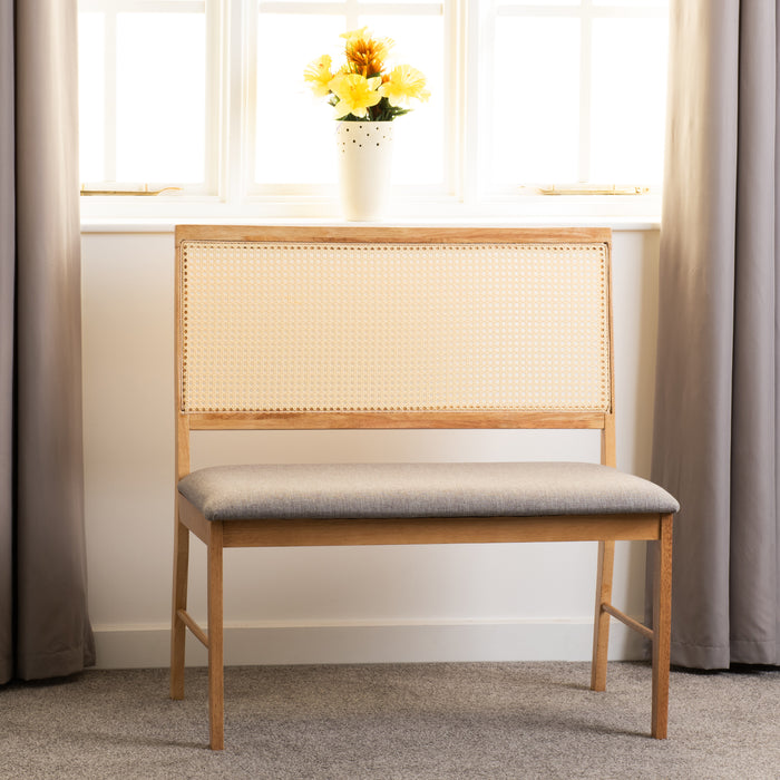Austin & Ellis Dining Bench Set (2 Chairs) Oak Effect/Grey Fabric