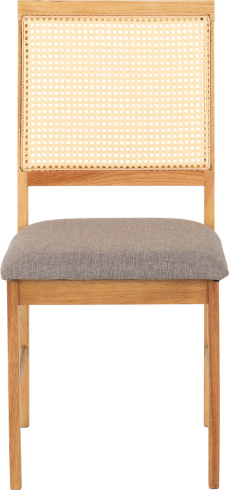 Austin & Ellis Dining Bench Set (2 Chairs) Oak Effect/Grey Fabric