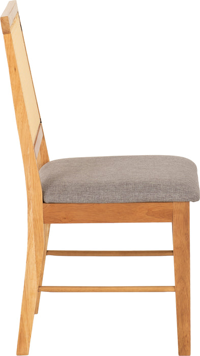 Austin & Ellis Dining Bench Set (2 Chairs) Oak Effect/Grey Fabric