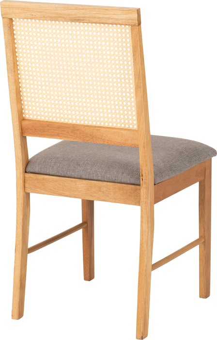 Austin & Ellis Dining Bench Set (2 Chairs) Oak Effect/Grey Fabric