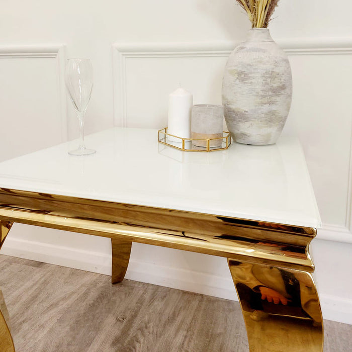 Louis Gold Lamp Table With Black Glass Top