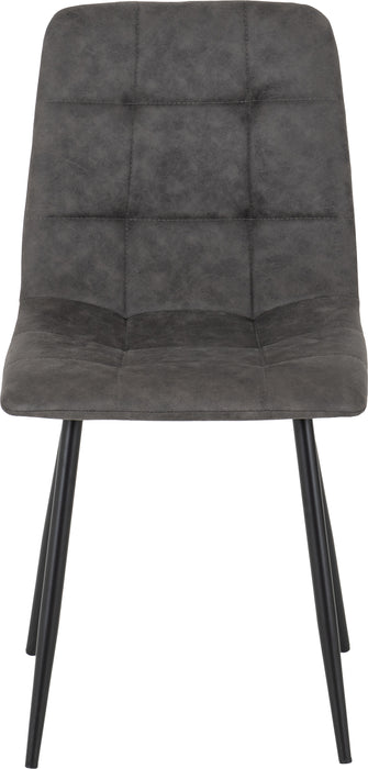 Fenton Dining Set (6 Chairs) White Marble Stone Effect/Dark Grey Suede Fabric