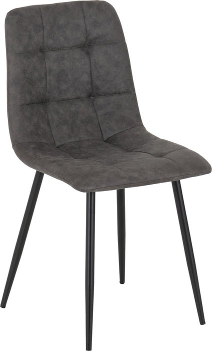Fenton Dining Set (6 Chairs) White Marble Stone Effect/Dark Grey Suede Fabric