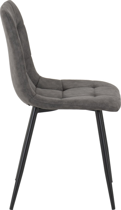 Fenton Dining Set (4 Chairs) White Marble Stone Effect/Dark Grey Suede Fabric