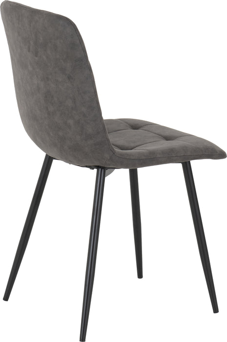 Fenton Dining Set (6 Chairs) White Marble Stone Effect/Dark Grey Suede Fabric