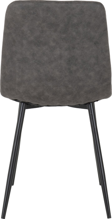 Fenton Dining Set (4 Chairs) White Marble Stone Effect/Dark Grey Suede Fabric