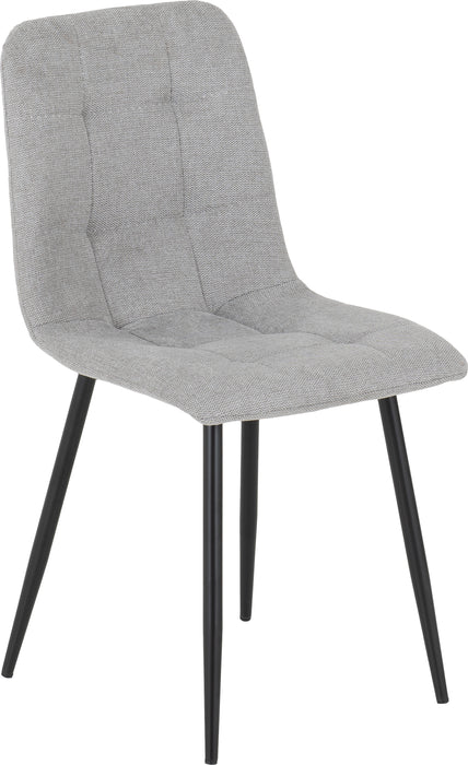 Fenton Dining Set (4 Chairs) White Marble Stone Effect/Light Grey Fabric