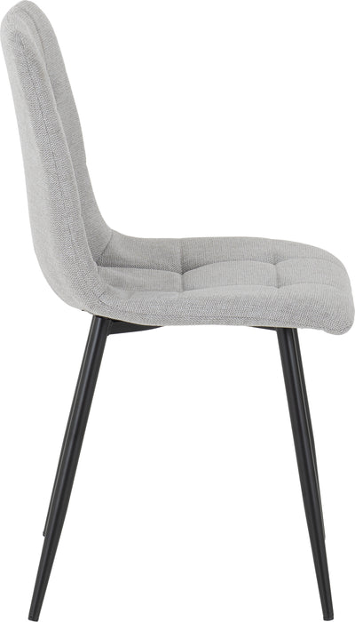 Fenton Dining Set (4 Chairs) White Marble Stone Effect/Light Grey Fabric