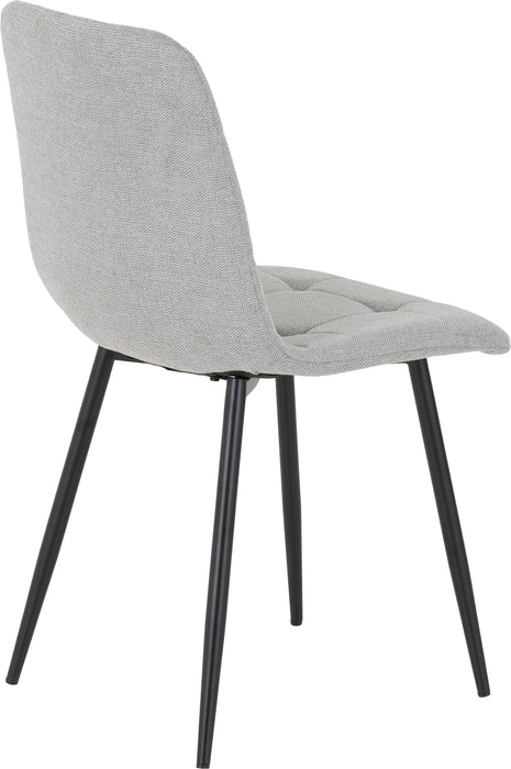 Fenton Dining Set (6 Chairs) White Marble Stone Effect/Light Grey Fabric
