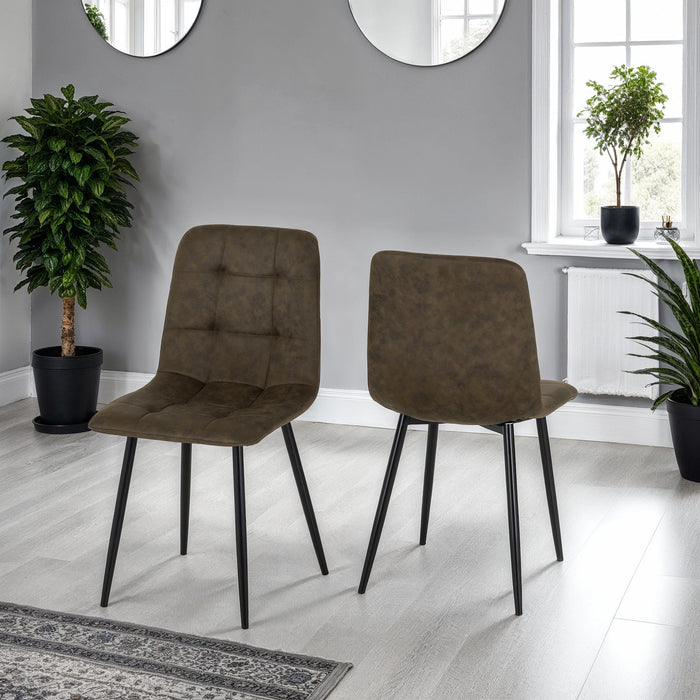 Fenton Dining Set (6 Chairs) White Marble Stone Effect/Olive Green Suede Fabric