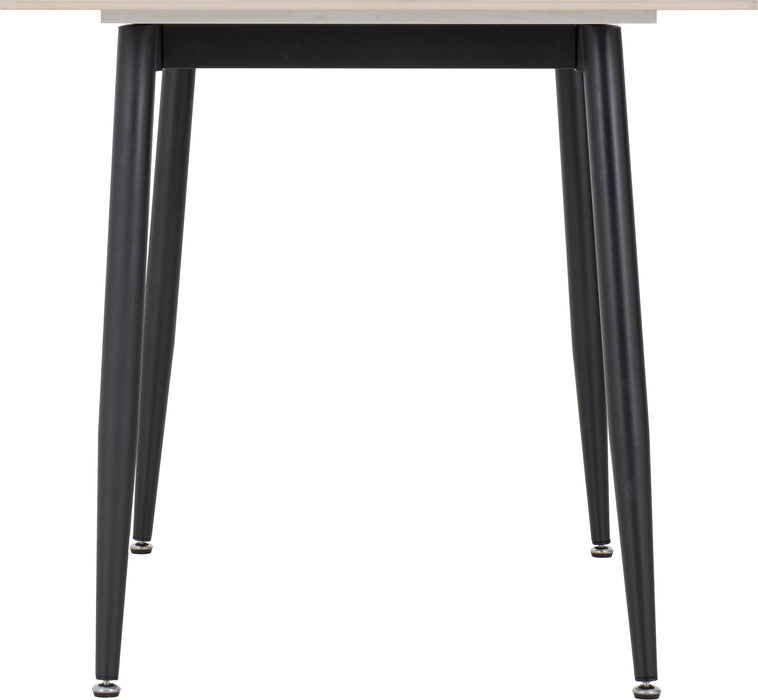 Fenton Dining Set (6 Chairs) White Marble Stone Effect/Dark Grey Suede Fabric