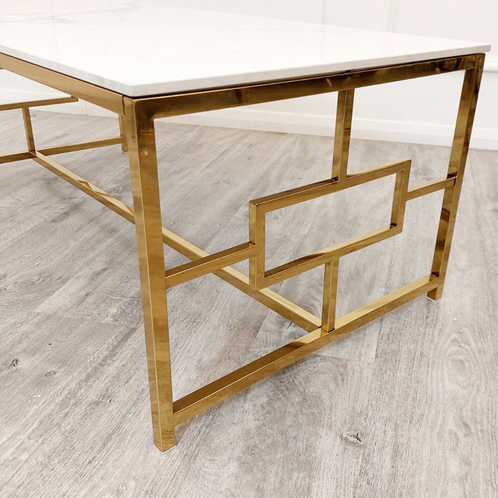 Geo Gold Coffee Table With Polar White Sintered Top
