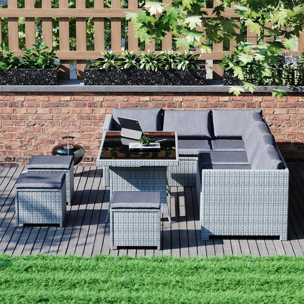 Garden Vida Belgrave 9 Seater Rattan Set Grey