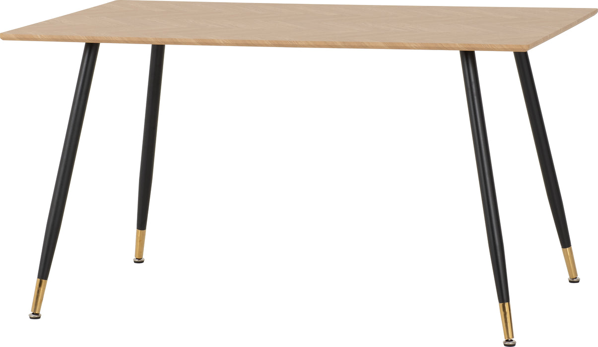 Hamilton Medium Dining Set with Quebec Chairs Medium Oak Effect/Black/Grey Faux Leather