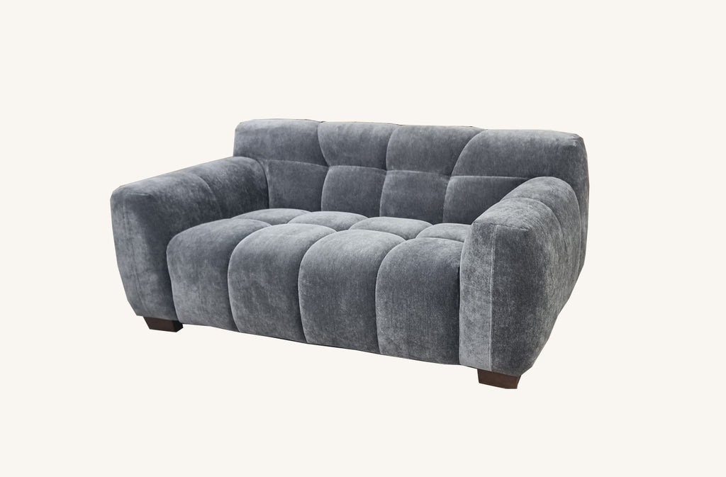 Aluxo Harlem Sofa Range In Steel Velvet 1 Seater