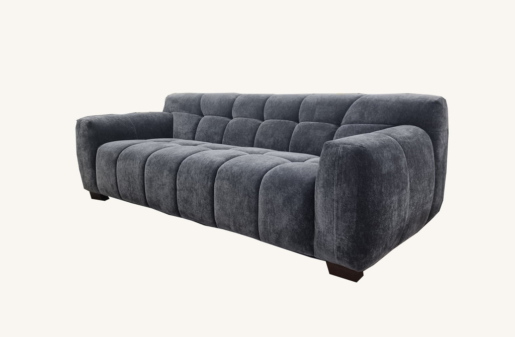 Aluxo Harlem Sofa Range In Steel Velvet 1 Seater