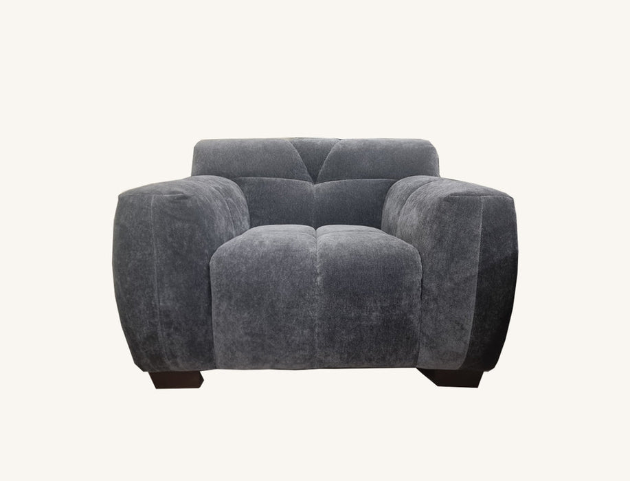 Aluxo Harlem Sofa Range In Steel Velvet 3 Seater