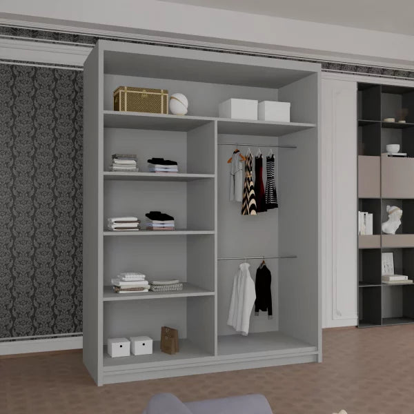 HOUSTON GREY SLIDING WARDROBE 100cm/120cm/150cm/180cm/203cm