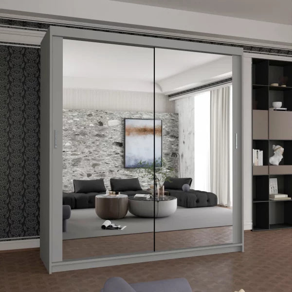 HOUSTON GREY SLIDING WARDROBE 100cm/120cm/150cm/180cm/203cm