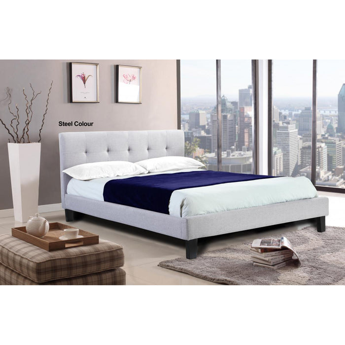 Hollywell Linen Fabric King Size Bed Grey