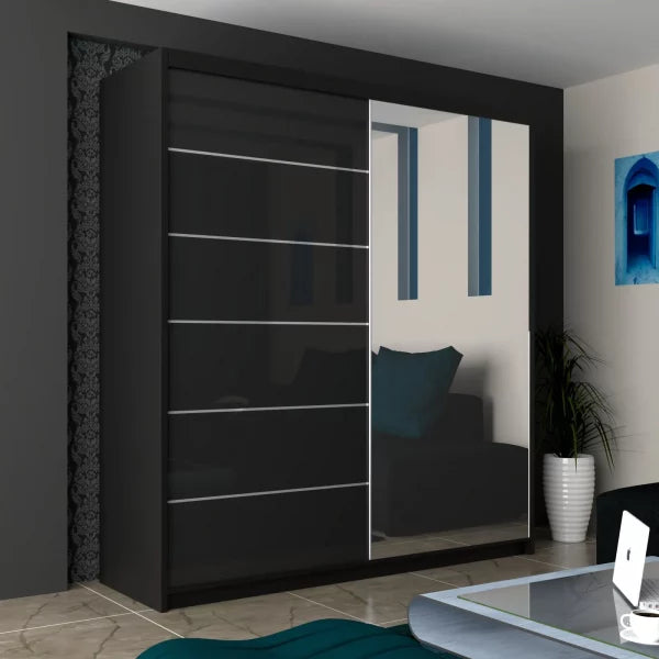 INFINITY BLACK WARDROBE 150cm/180cm/200cm