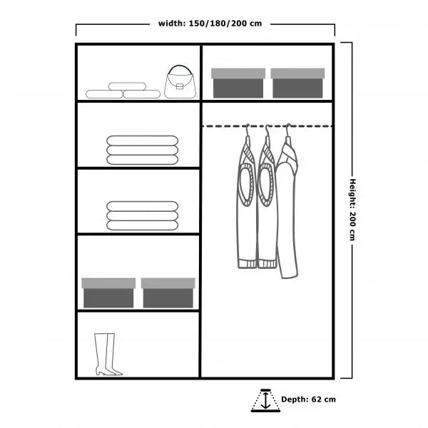 INFINITY BLACK WARDROBE 150cm/180cm/200cm