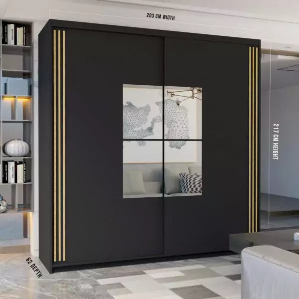 JAMAJKA SLIDING WARDROBE BLACK 150cm/203cm