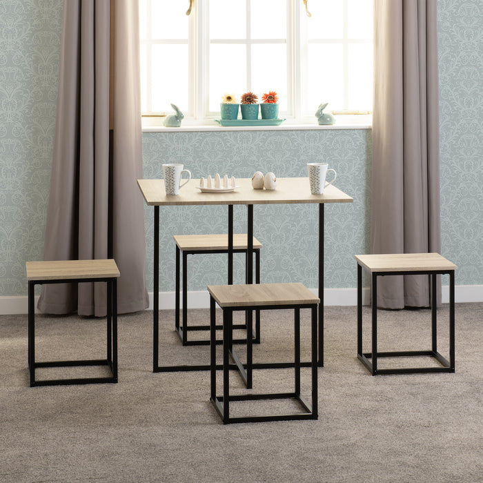 Kent 1+4 Stowaway Dining Set Sonoma Oak Effect/Black