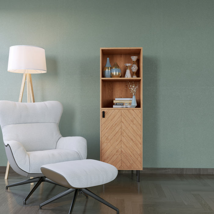 Leon 1 Door 2 Shelf Cabinet Medium Oak Effect