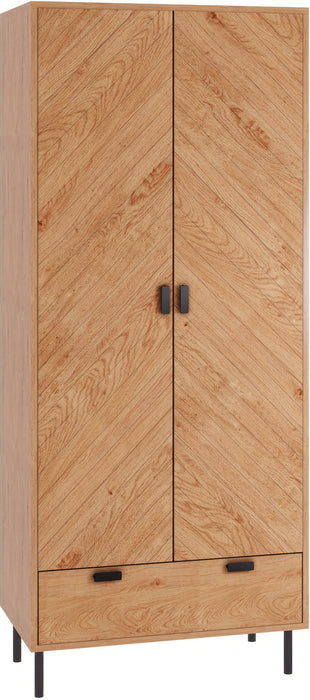 Leon 2 Door 1 Drawer Wardrobe Medium Oak Effect