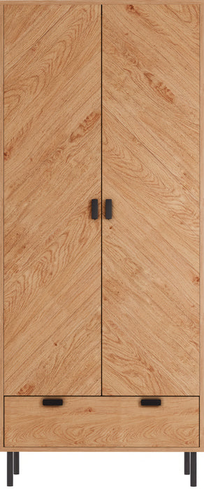 Leon 2 Door 1 Drawer Wardrobe Medium Oak Effect