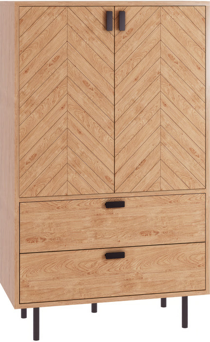 Leon 2 Door 2 Drawer Cabinet Medium Oak Effect