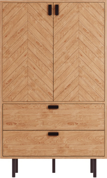 Leon 2 Door 2 Drawer Cabinet Medium Oak Effect