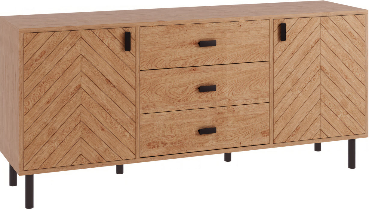 Leon 2 Door 3 Drawer Sideboard Medium Oak Effect