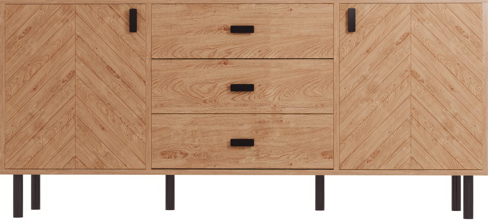 Leon 2 Door 3 Drawer Sideboard Medium Oak Effect