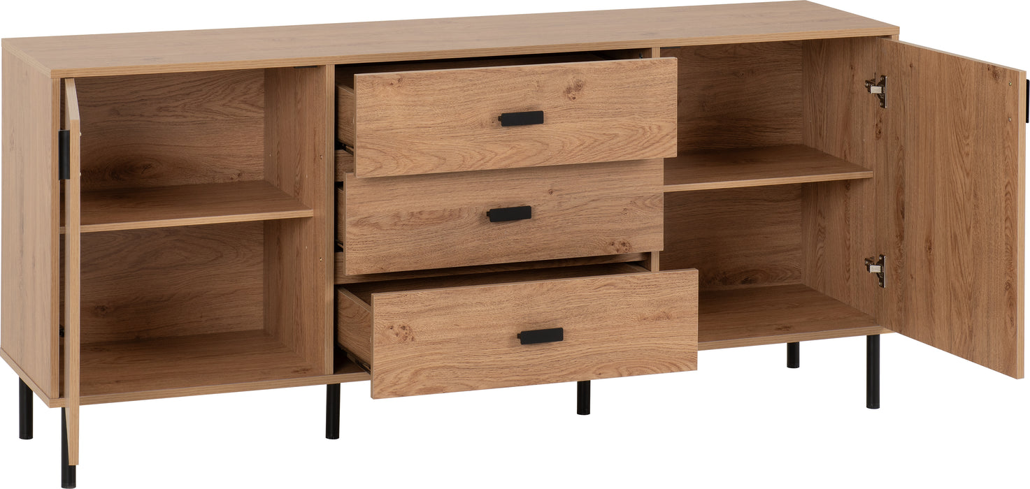 Leon 2 Door 3 Drawer Sideboard Medium Oak Effect