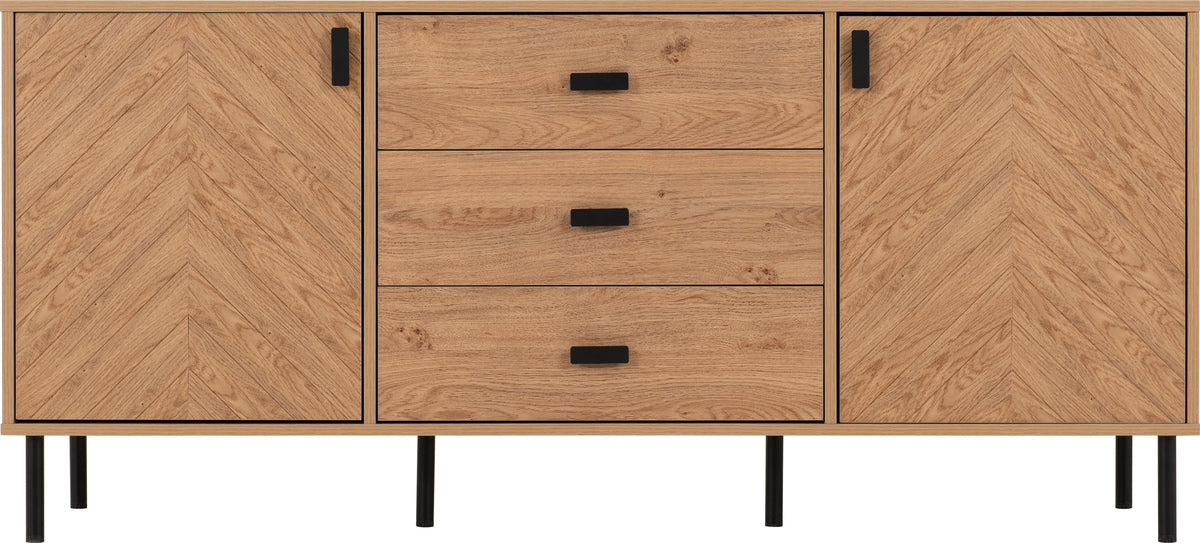 Leon 2 Door 3 Drawer Sideboard Medium Oak Effect