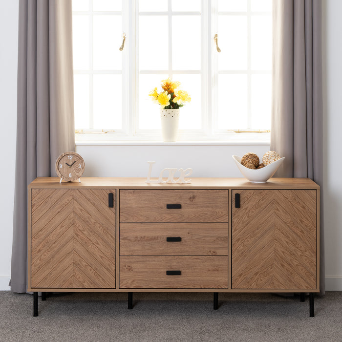 Leon 2 Door 3 Drawer Sideboard Medium Oak Effect