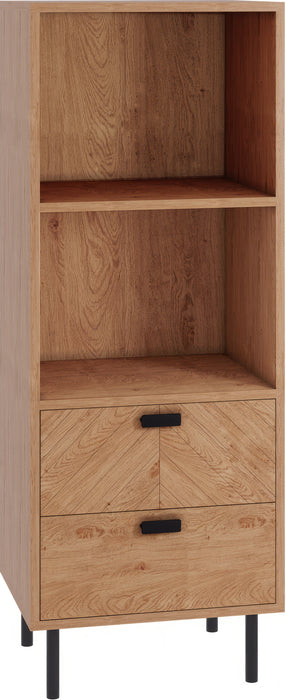 Leon 2 Drawer 2 Shelf Cabinet Medium Oak Effect