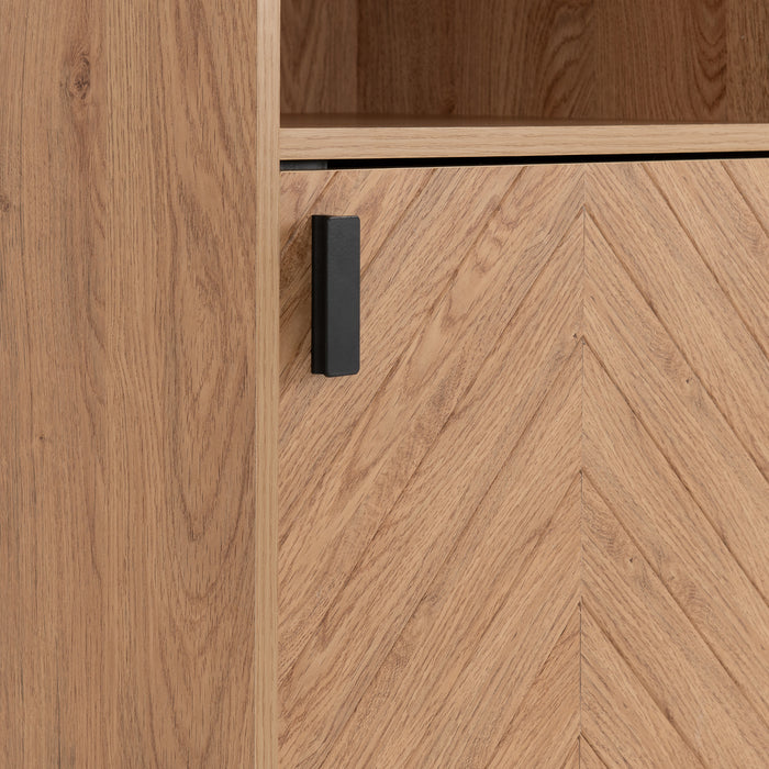 Leon 2 Drawer 2 Shelf Cabinet Medium Oak Effect
