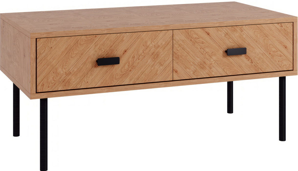 Leon 2 Drawer Coffee Table Medium Oak Effect