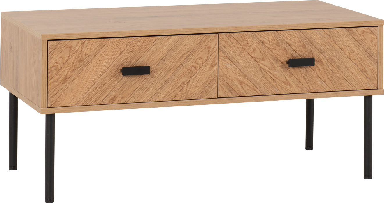 Leon 2 Drawer Coffee Table Medium Oak Effect