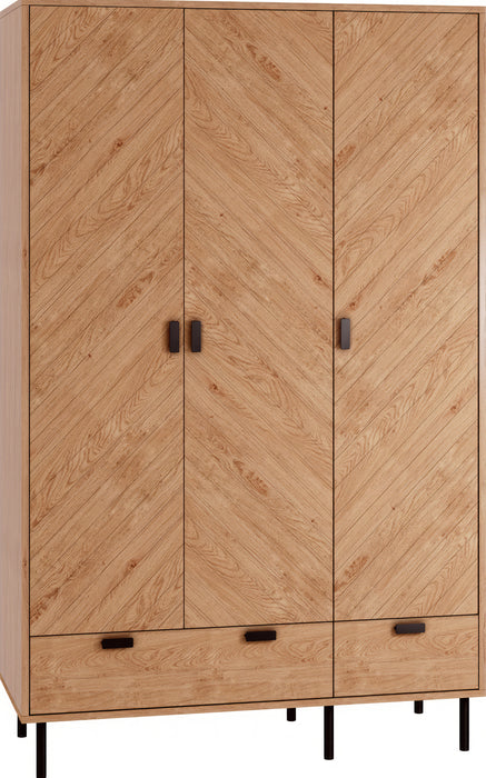 Leon 3 Door 2 Drawer Wardrobe Medium Oak Effect