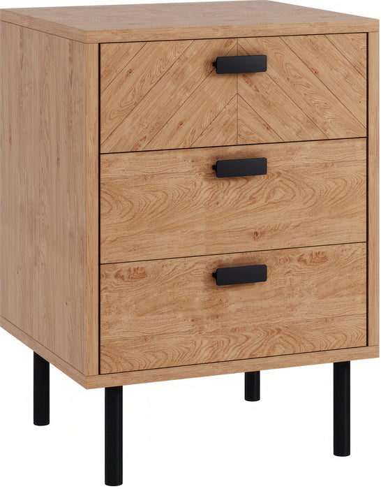 Leon 3 Drawer Bedside Medium Oak Effect