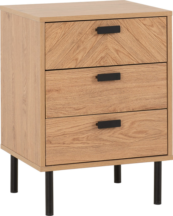 Leon 3 Drawer Bedside Medium Oak Effect