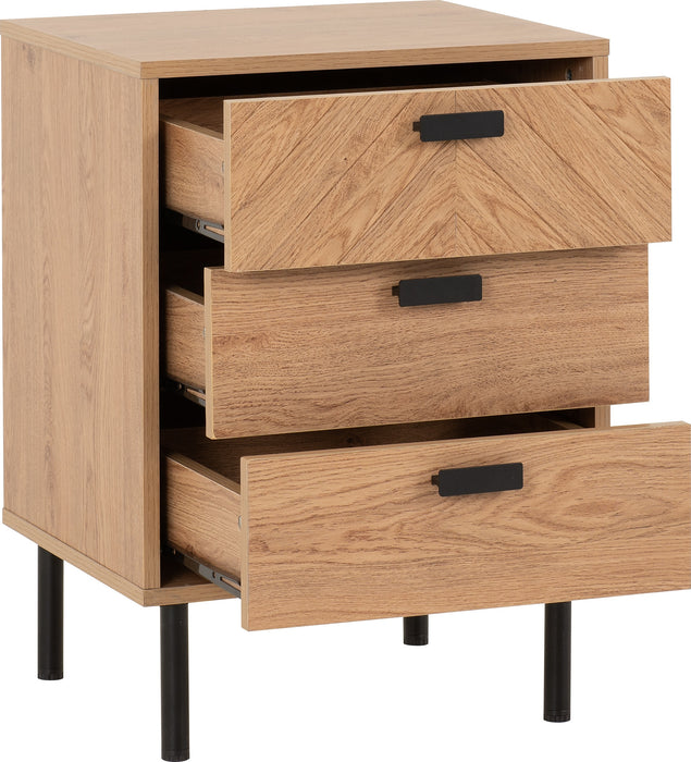 Leon 3 Drawer Bedside Medium Oak Effect