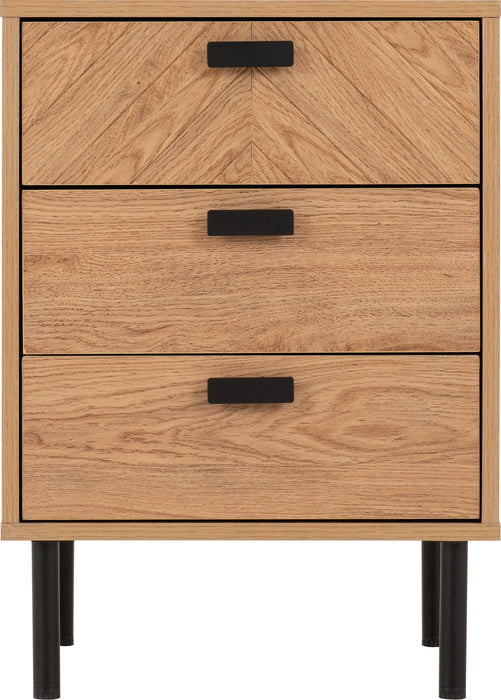 Leon 3 Drawer Bedside Medium Oak Effect