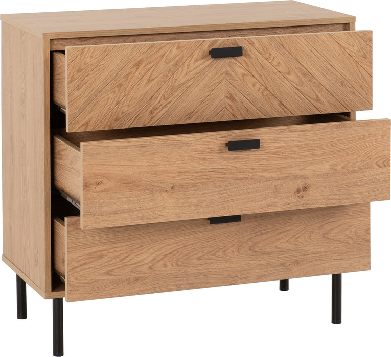 Leon 3 Drawer Chest Medium Oak Effect