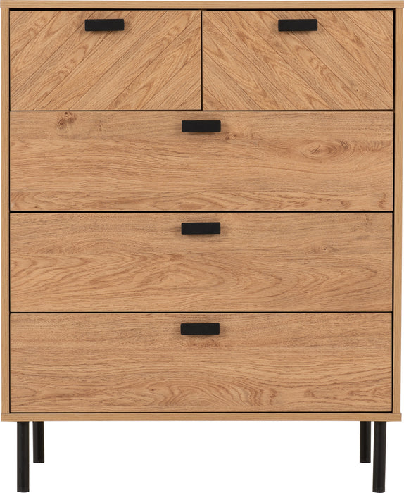 Leon 3+2 Drawer Chest Medium Oak Effect