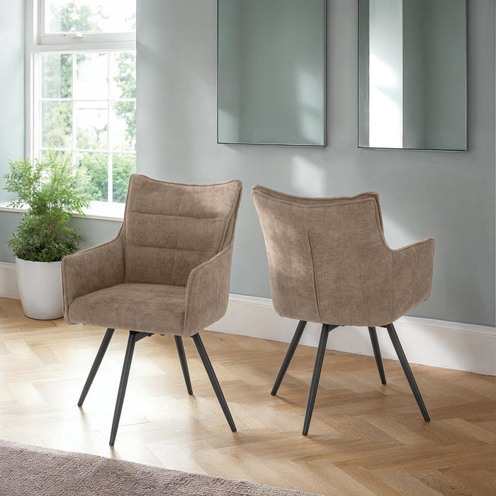 Lewis Carver Swivel Chair (2 Per Box) Fawn Fabric